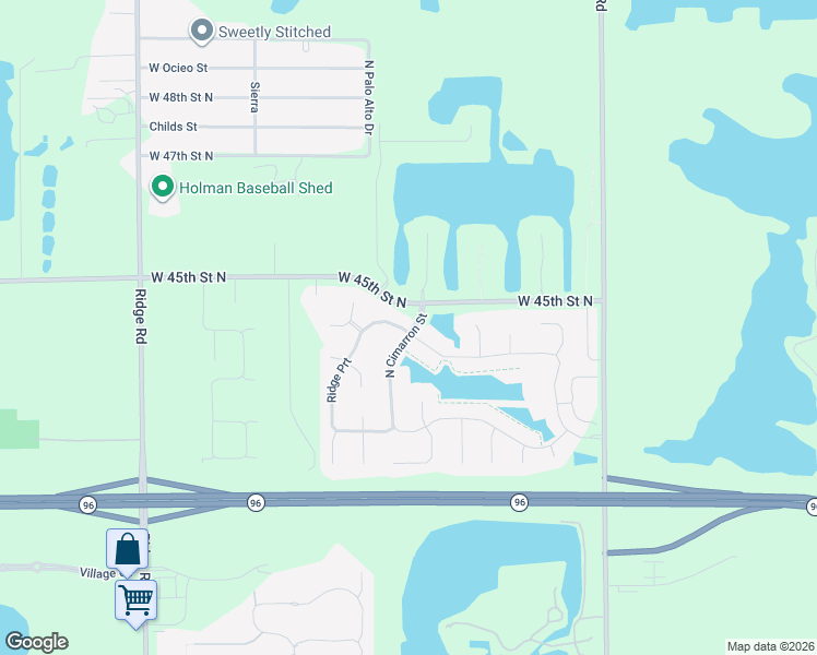 map of restaurants, bars, coffee shops, grocery stores, and more near 6602-6892 W 45th Street North in Wichita