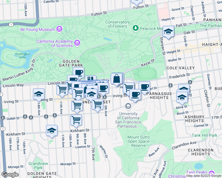 map of restaurants, bars, coffee shops, grocery stores, and more near in San Francisco