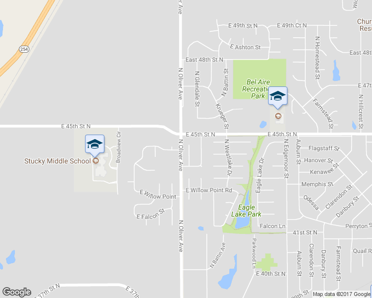 map of restaurants, bars, coffee shops, grocery stores, and more near 4714 East Eagles Landing Court in Wichita