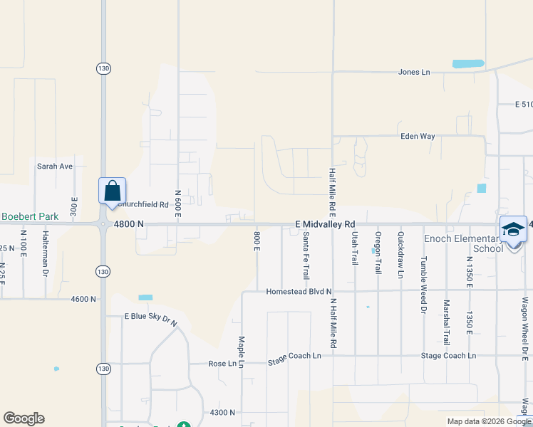 map of restaurants, bars, coffee shops, grocery stores, and more near 785 East Midvalley Road in Enoch