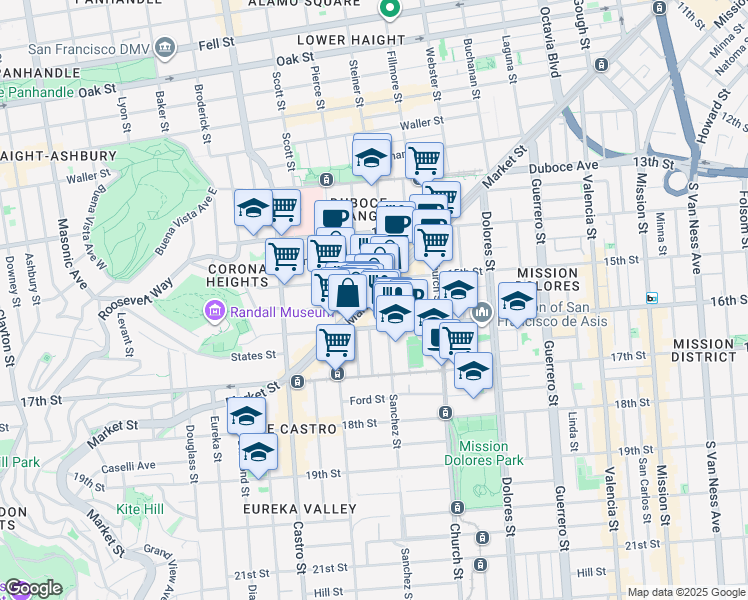 map of restaurants, bars, coffee shops, grocery stores, and more near in San Francisco