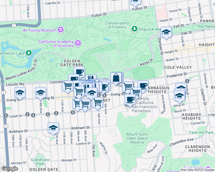 map of restaurants, bars, coffee shops, grocery stores, and more near in San Francisco