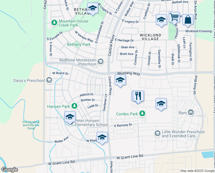 map of restaurants, bars, coffee shops, grocery stores, and more near 984 South Shields Avenue in Tracy