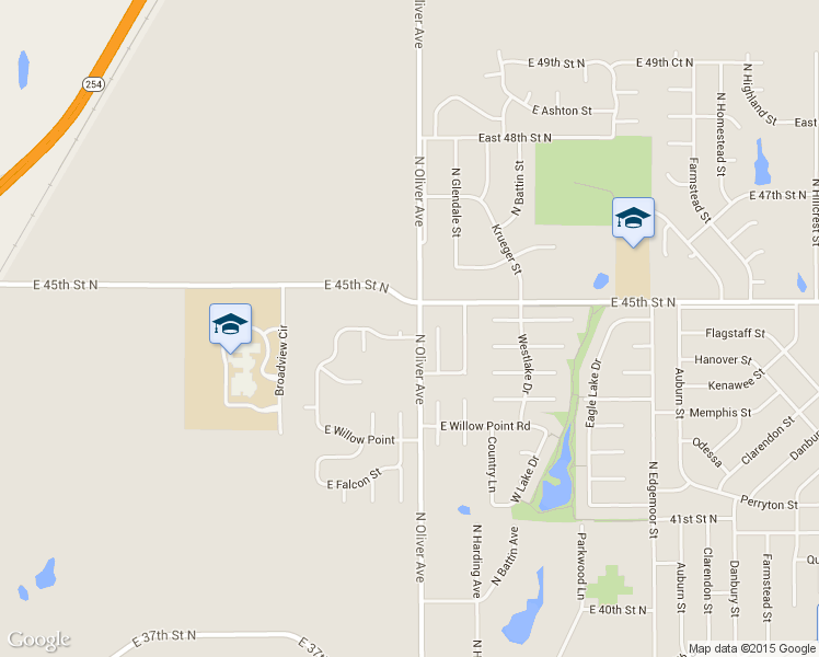 map of restaurants, bars, coffee shops, grocery stores, and more near 4714 East Eagles Landing Court in Wichita