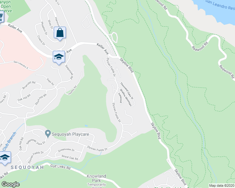 map of restaurants, bars, coffee shops, grocery stores, and more near 21 Ironwood in Oakland