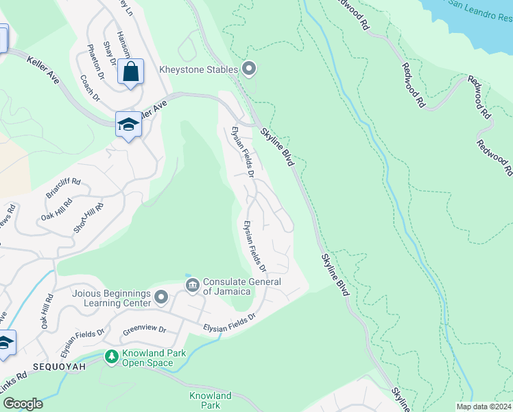 map of restaurants, bars, coffee shops, grocery stores, and more near 21 Ironwood in Oakland
