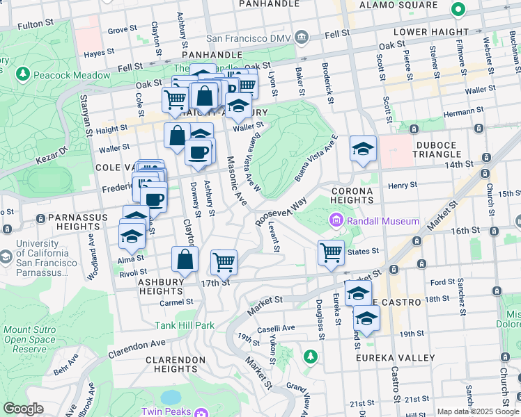map of restaurants, bars, coffee shops, grocery stores, and more near in San Francisco