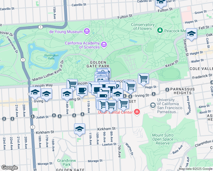 map of restaurants, bars, coffee shops, grocery stores, and more near in San Francisco