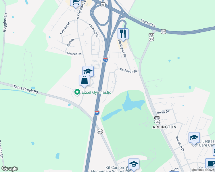 map of restaurants, bars, coffee shops, grocery stores, and more near 1658 Foxhaven Drive in Richmond