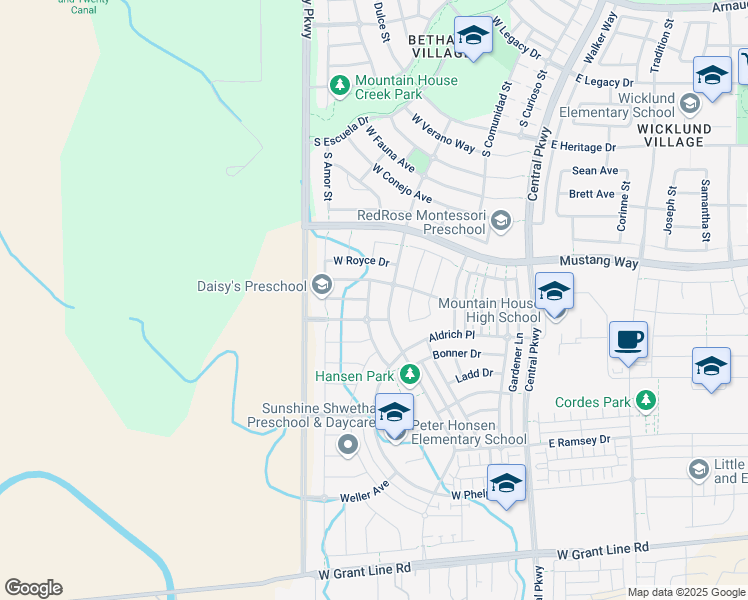 map of restaurants, bars, coffee shops, grocery stores, and more near 1026 South Jacobs Drive in Tracy