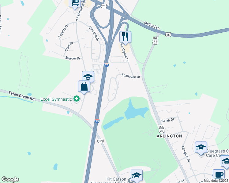 map of restaurants, bars, coffee shops, grocery stores, and more near 1645 Foxhaven Drive in Richmond