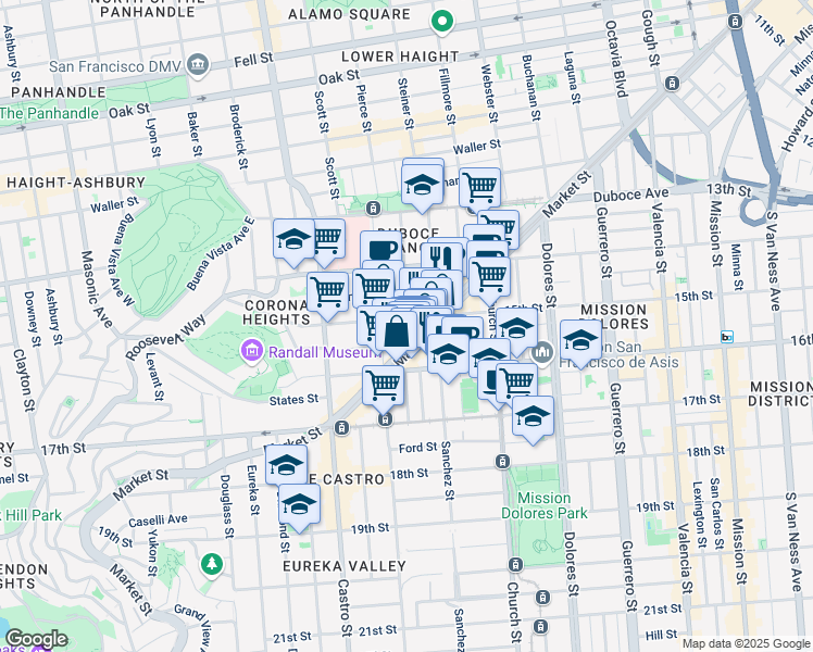 map of restaurants, bars, coffee shops, grocery stores, and more near in San Francisco