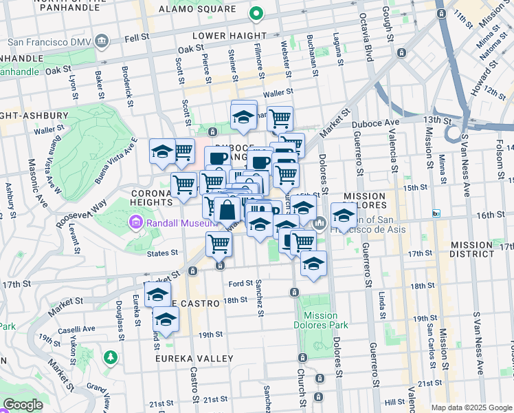 map of restaurants, bars, coffee shops, grocery stores, and more near in San Francisco
