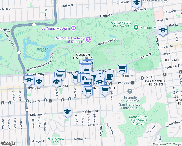 map of restaurants, bars, coffee shops, grocery stores, and more near in San Francisco