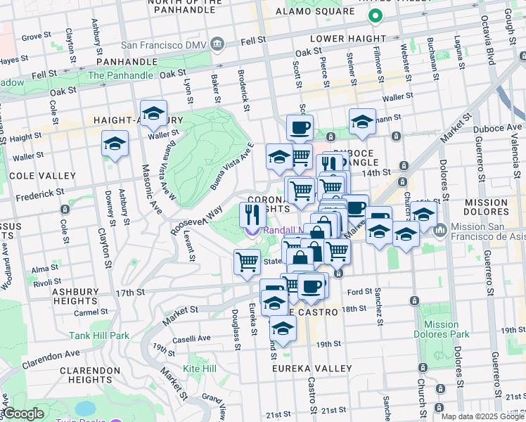 map of restaurants, bars, coffee shops, grocery stores, and more near in San Francisco