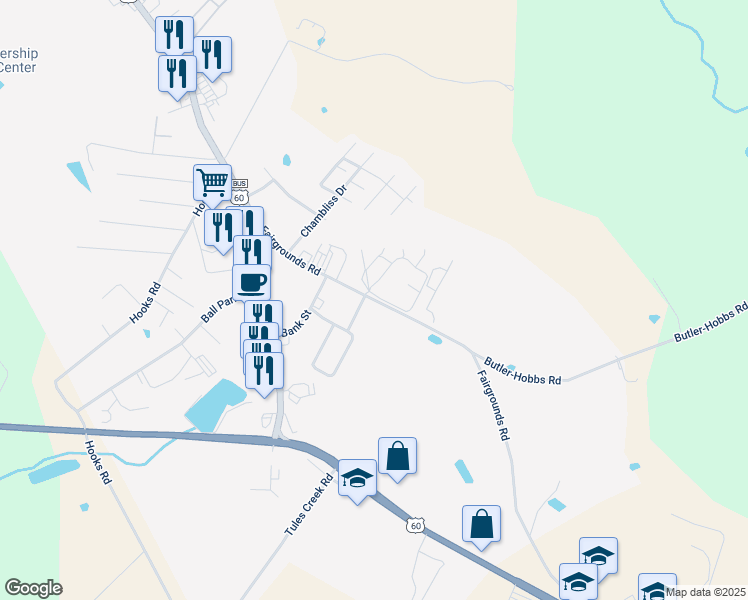 map of restaurants, bars, coffee shops, grocery stores, and more near 1131 Fairgrounds Road in Hardinsburg
