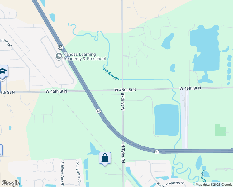 map of restaurants, bars, coffee shops, grocery stores, and more near 9511 West 45th Street North in Maize