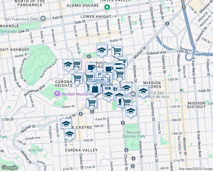 map of restaurants, bars, coffee shops, grocery stores, and more near in San Francisco