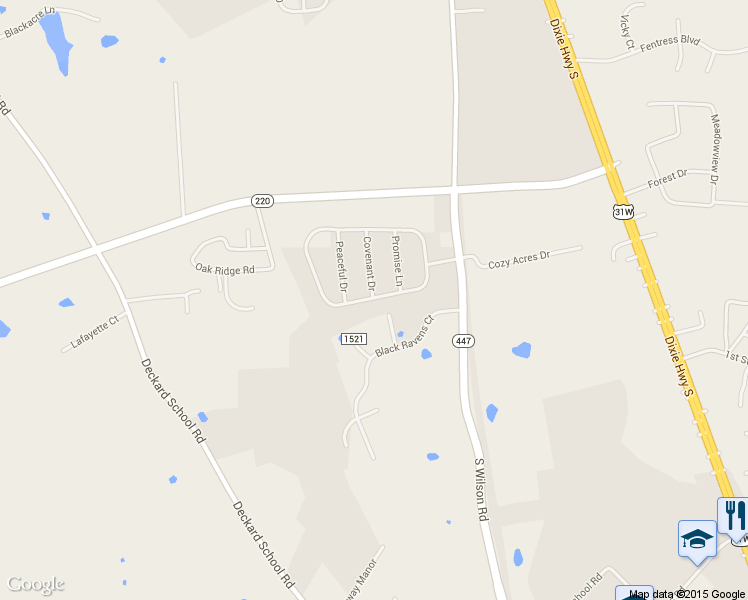 map of restaurants, bars, coffee shops, grocery stores, and more near Emmaus Circle in Elizabethtown