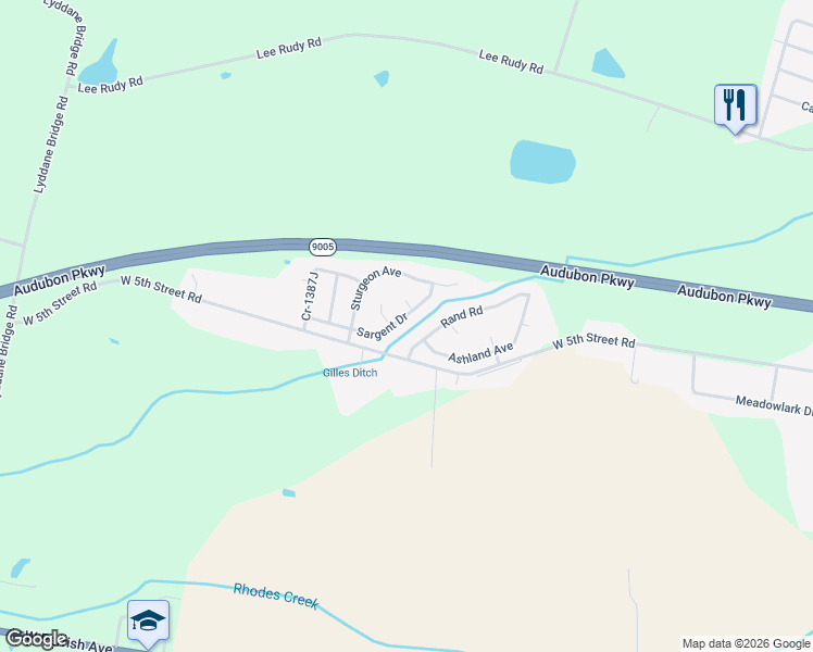 map of restaurants, bars, coffee shops, grocery stores, and more near 770 Sargent Dr in Owensboro