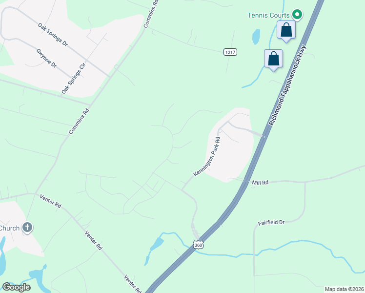 map of restaurants, bars, coffee shops, grocery stores, and more near 2204 Sara Ann Court in Aylett