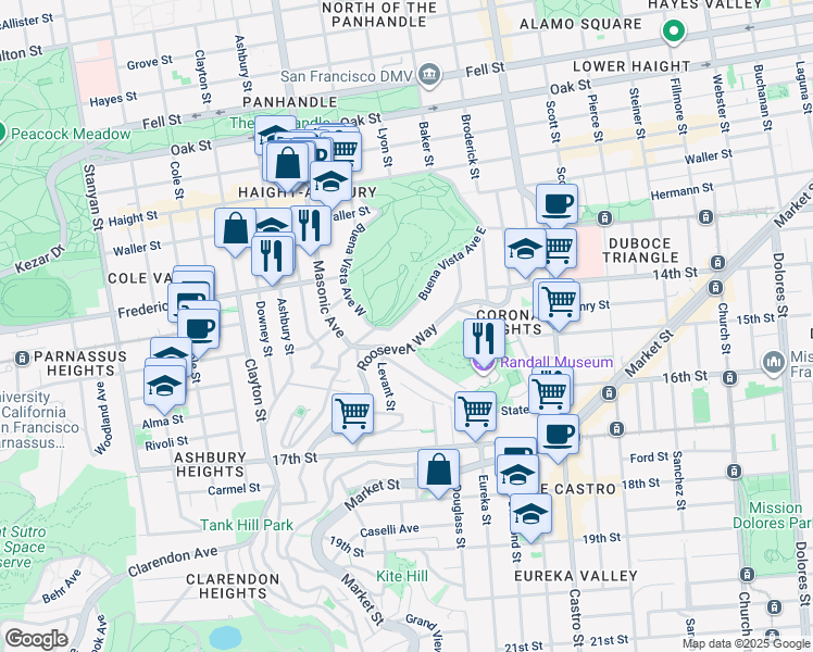 map of restaurants, bars, coffee shops, grocery stores, and more near in San Francisco