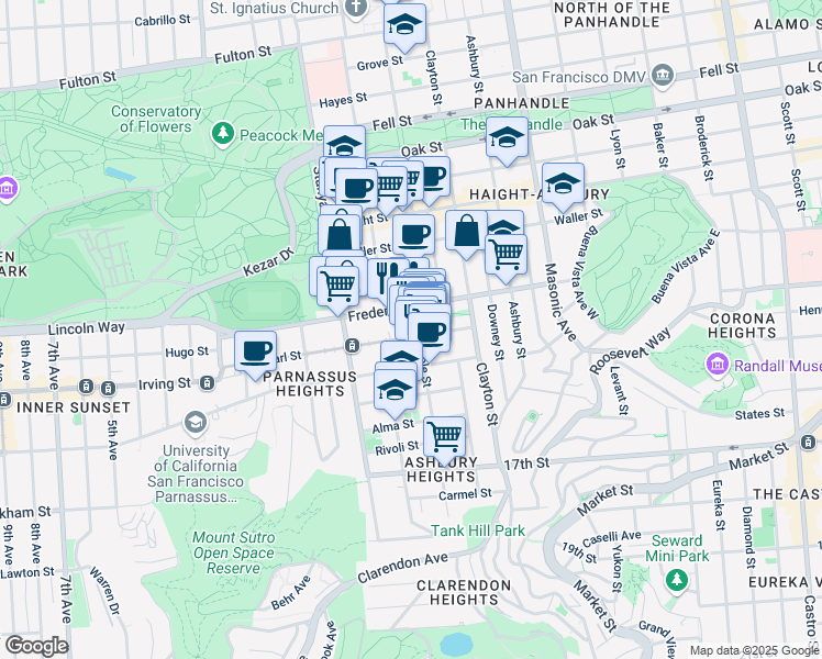 map of restaurants, bars, coffee shops, grocery stores, and more near in San Francisco