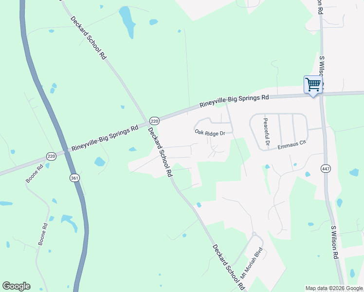 map of restaurants, bars, coffee shops, grocery stores, and more near 1451 Deckard School Road in Rineyville