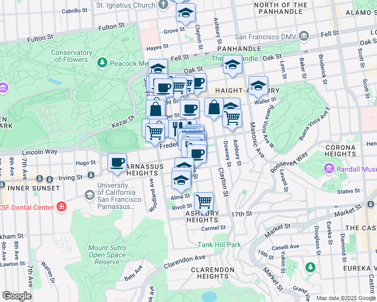map of restaurants, bars, coffee shops, grocery stores, and more near in San Francisco