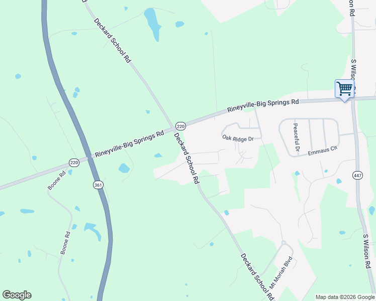 map of restaurants, bars, coffee shops, grocery stores, and more near 1451 Deckard School Road in Rineyville