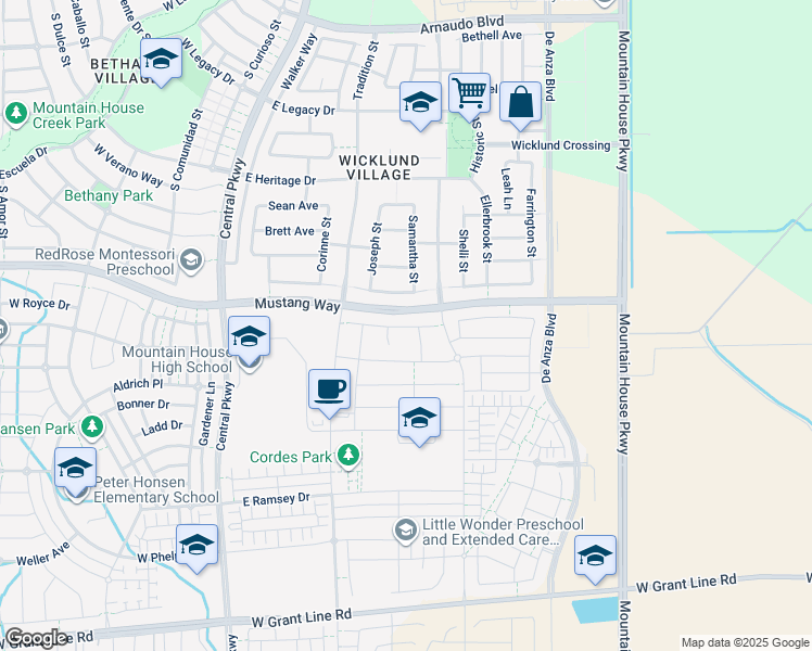 map of restaurants, bars, coffee shops, grocery stores, and more near 281 East Angelina Avenue in Tracy