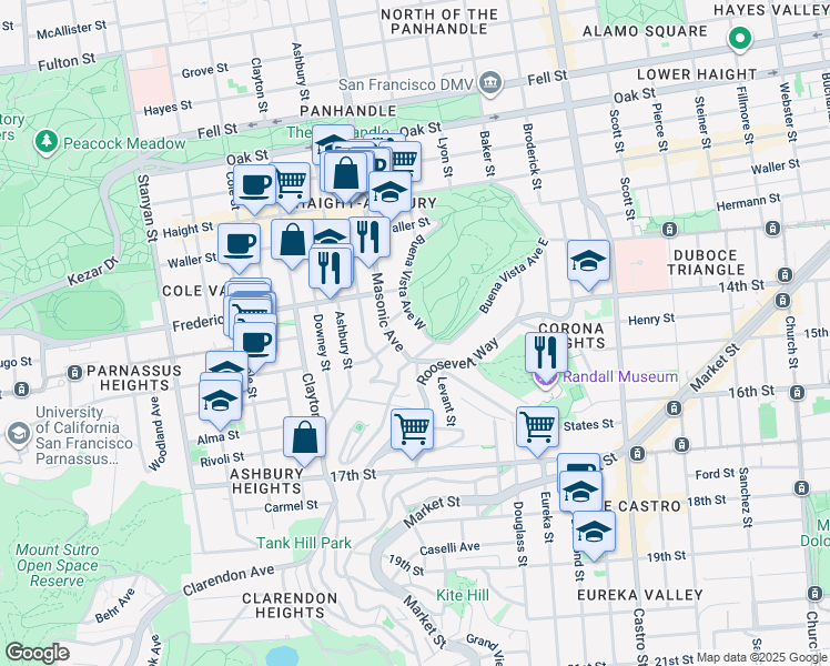 map of restaurants, bars, coffee shops, grocery stores, and more near in San Francisco