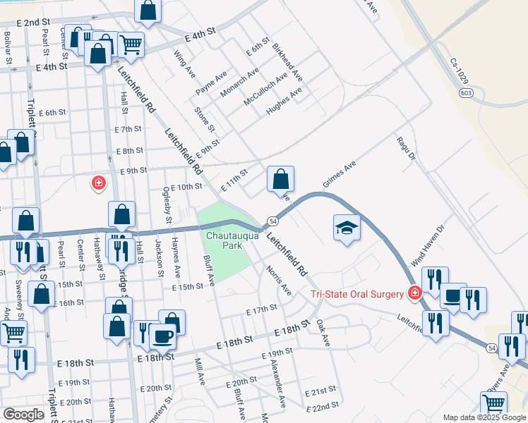 map of restaurants, bars, coffee shops, grocery stores, and more near 1205-1299 Leitchfield Rd in Owensboro