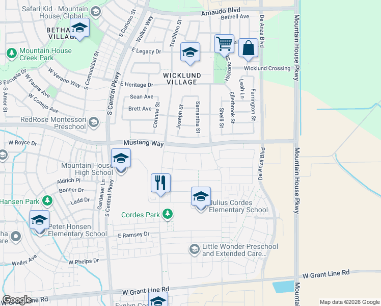 map of restaurants, bars, coffee shops, grocery stores, and more near 281 East Angelina Avenue in Tracy