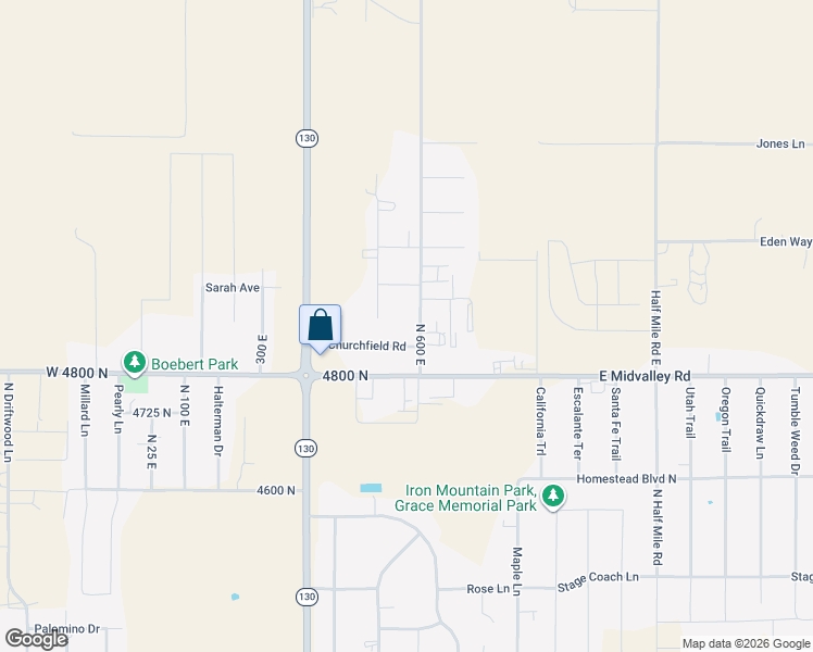 map of restaurants, bars, coffee shops, grocery stores, and more near 4887 North 600 East in Enoch