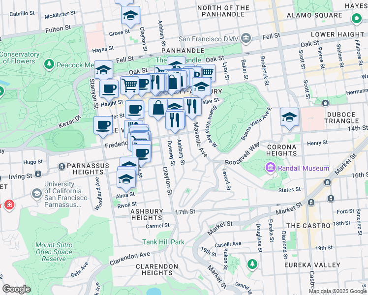 map of restaurants, bars, coffee shops, grocery stores, and more near in San Francisco