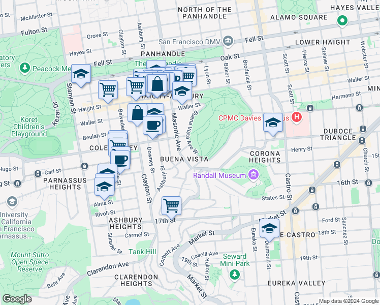 map of restaurants, bars, coffee shops, grocery stores, and more near 501 Java Street in San Francisco