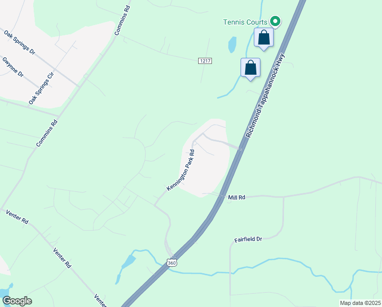 map of restaurants, bars, coffee shops, grocery stores, and more near 2157 Kennington Park Road in Aylett