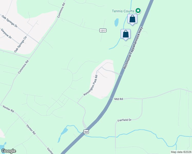 map of restaurants, bars, coffee shops, grocery stores, and more near 2157 Kennington Park Road in Aylett