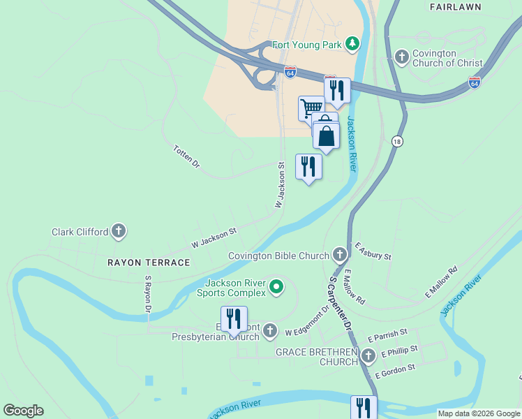 map of restaurants, bars, coffee shops, grocery stores, and more near 1907 South Willis Avenue in Covington