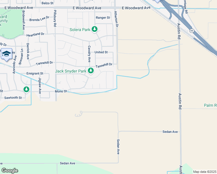 map of restaurants, bars, coffee shops, grocery stores, and more near 2372 Albarino Avenue in Manteca