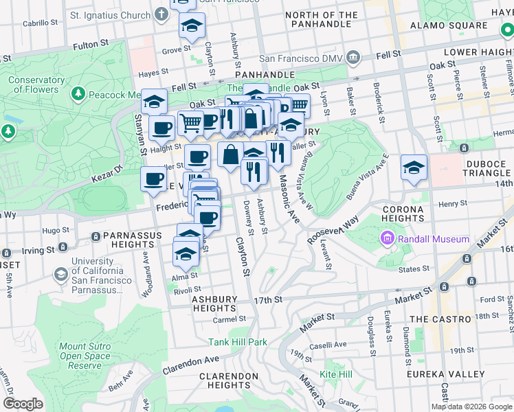 map of restaurants, bars, coffee shops, grocery stores, and more near in San Francisco