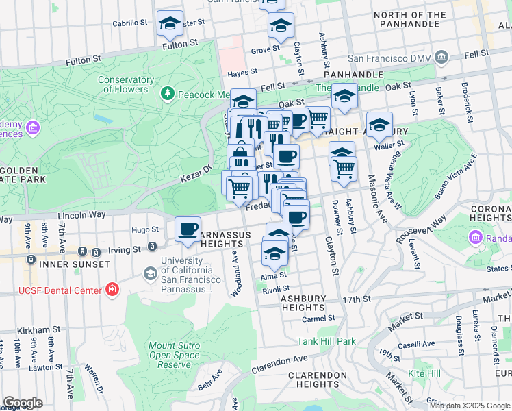 map of restaurants, bars, coffee shops, grocery stores, and more near in San Francisco