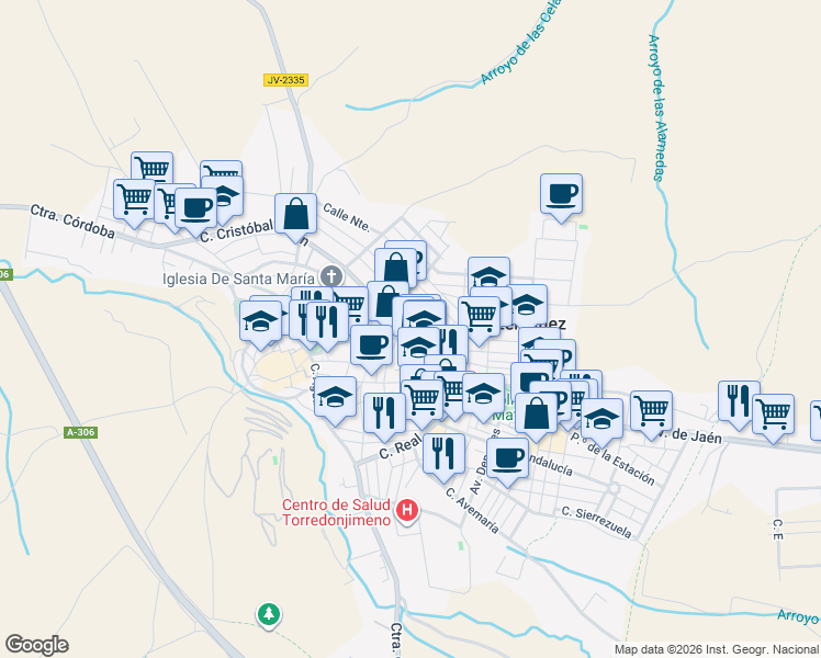 map of restaurants, bars, coffee shops, grocery stores, and more near in Torredonjimeno
