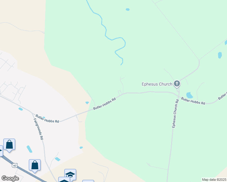 map of restaurants, bars, coffee shops, grocery stores, and more near Butler-Hobbs Road in Harned