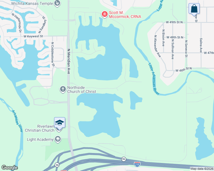 map of restaurants, bars, coffee shops, grocery stores, and more near 1914 West Driftwood Street in Wichita