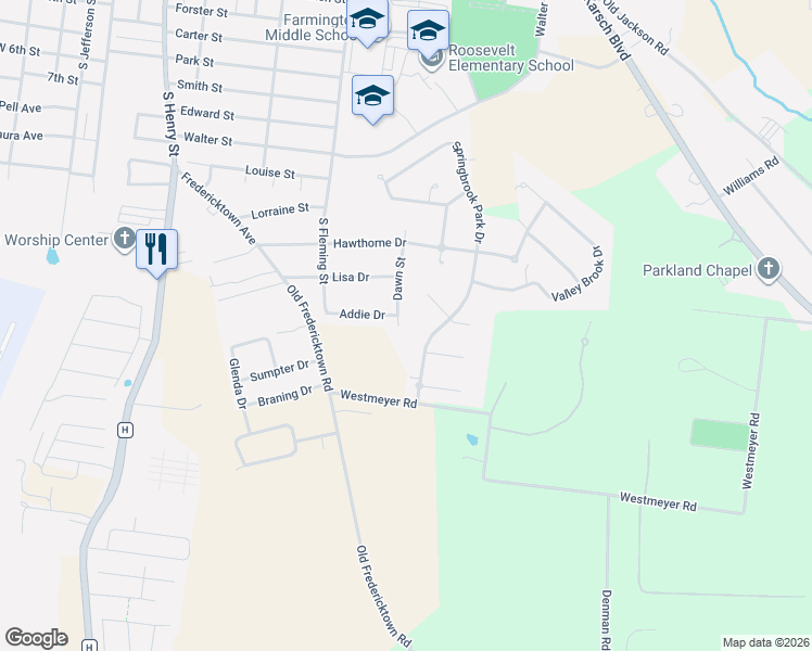 map of restaurants, bars, coffee shops, grocery stores, and more near 402 Woodshire Lane in Farmington