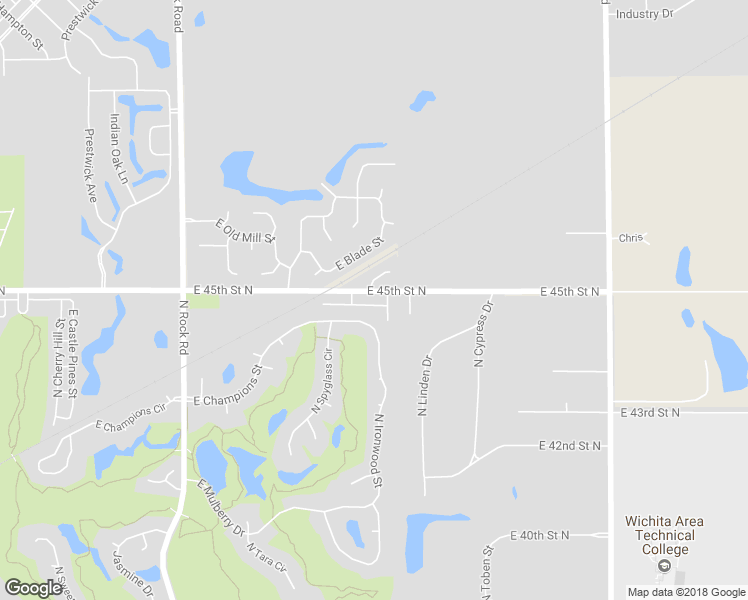 map of restaurants, bars, coffee shops, grocery stores, and more near 8710 East 44th Street North in Wichita