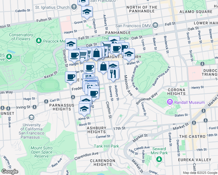 map of restaurants, bars, coffee shops, grocery stores, and more near in San Francisco