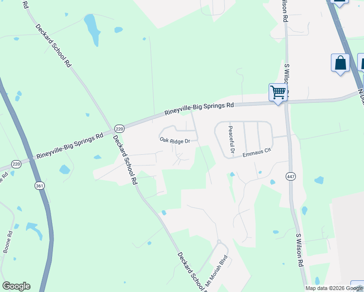 map of restaurants, bars, coffee shops, grocery stores, and more near 461-499 Oak Ridge Road in Radcliff